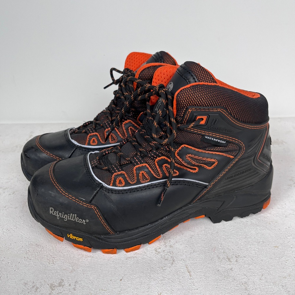 RefrigiWear Waterproof Hiker 1240 Black Leather Work Boots Mens 8 US